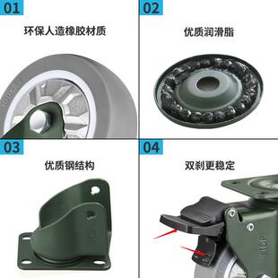 YTOP卓烨锰钢脚轮18E轮寸刹车45手推车寸转轮3TPR寸万向轮静音