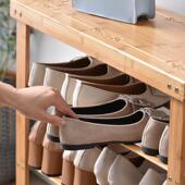 楠竹换鞋 柜 架子经济型宿舍可坐鞋 凳家用门口试鞋 凳简易实木多层鞋