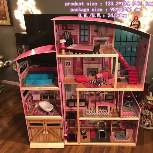 儿童木制过家家具屋女孩别墅城堡公主屋过家家手工别墅小屋