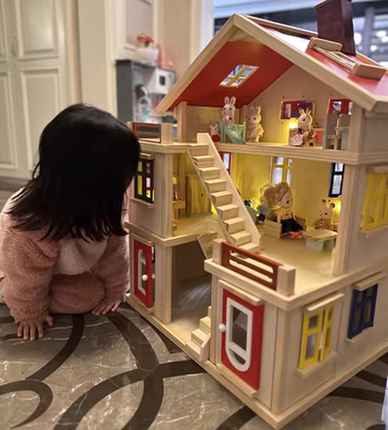 儿童益智玩具房子diy小屋女孩玩具实木过家家公主别墅木屋玩具屋