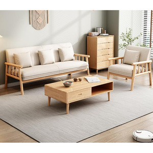 新款北欧日式实木沙发小户型双人三人客厅简约现代布艺小沙发