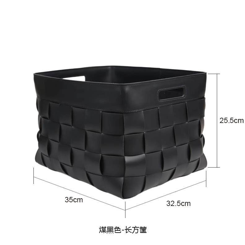 皮革编织收纳筐整理定制衣帽间软装设计师陈设轻奢马鞍革