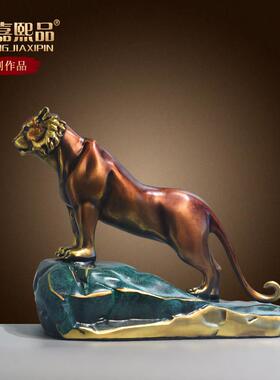 全铜老虎摆件上山虎啸山河铜虎生肖虎年吉祥物中式客厅办公室装饰