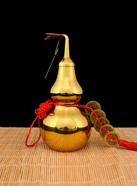 铜葫芦纯铜摆件开口开盖空心五帝钱门对门家居客挂饰厅工艺品挂件