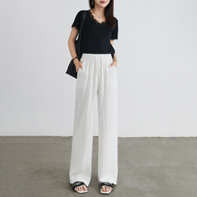 亚麻阔腿裤女2025年夏季薄款高腰宽松显瘦直筒裤时尚气质休闲裤子