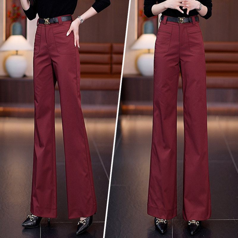 窄版西装阔腿裤女春秋2026新款高腰宽松显瘦垂坠感休闲直筒微喇裤