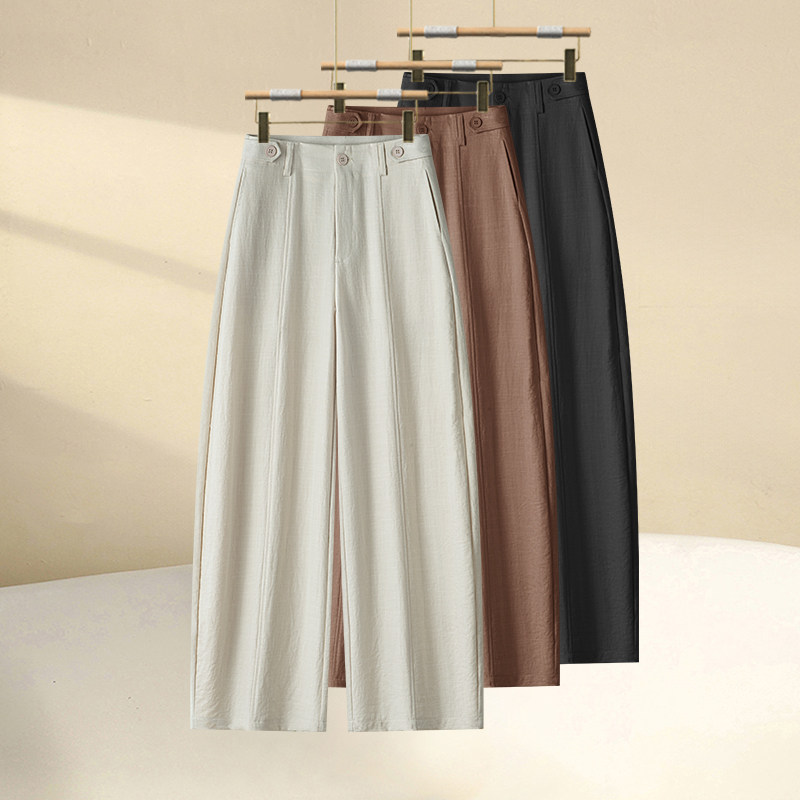 百搭垂感亚麻弯刀裤女长裤2026年春秋新款高腰潮流显瘦窄版气球裤,女装/女士精品,休闲裤,淘宝优惠券,粉丝福利购,淘宝优惠卷