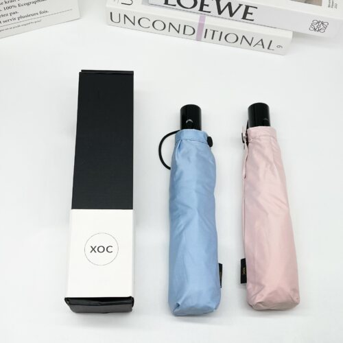 外贸XOC订单三折全自动黑胶素色伞学生防晒伞成人遮阳伞防风雨伞