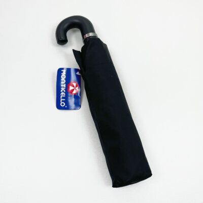 美国MONTICELL0蒙蒂塞洛 三折自动弯钩纯黑男士商务便携折叠雨伞