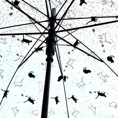 拍照好看！日系小清新学生透明黑猫雨伞全自动防风成人折叠雨伞
