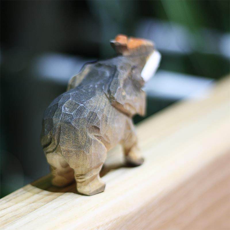 妖商ekt 大象手工木鹿雕摆件 实木小象 店对象 创动物木雕 意摆件