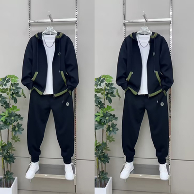 2025年秋冬新款男士休闲运动套装连帽卫衣外套长裤两件套时尚潮流