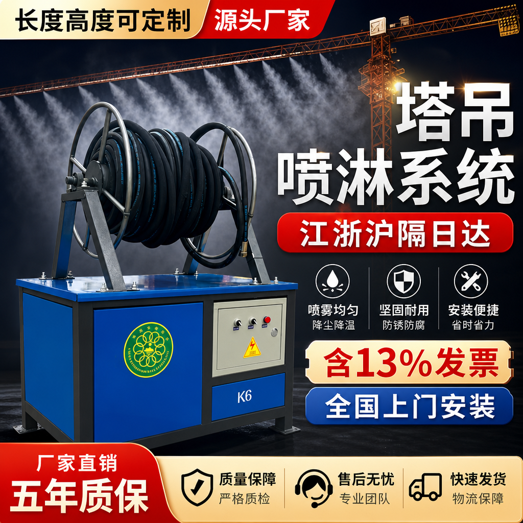 建筑工地塔吊喷淋设备喷水洒水高空喷淋塔环保除尘降尘降温喷雾机