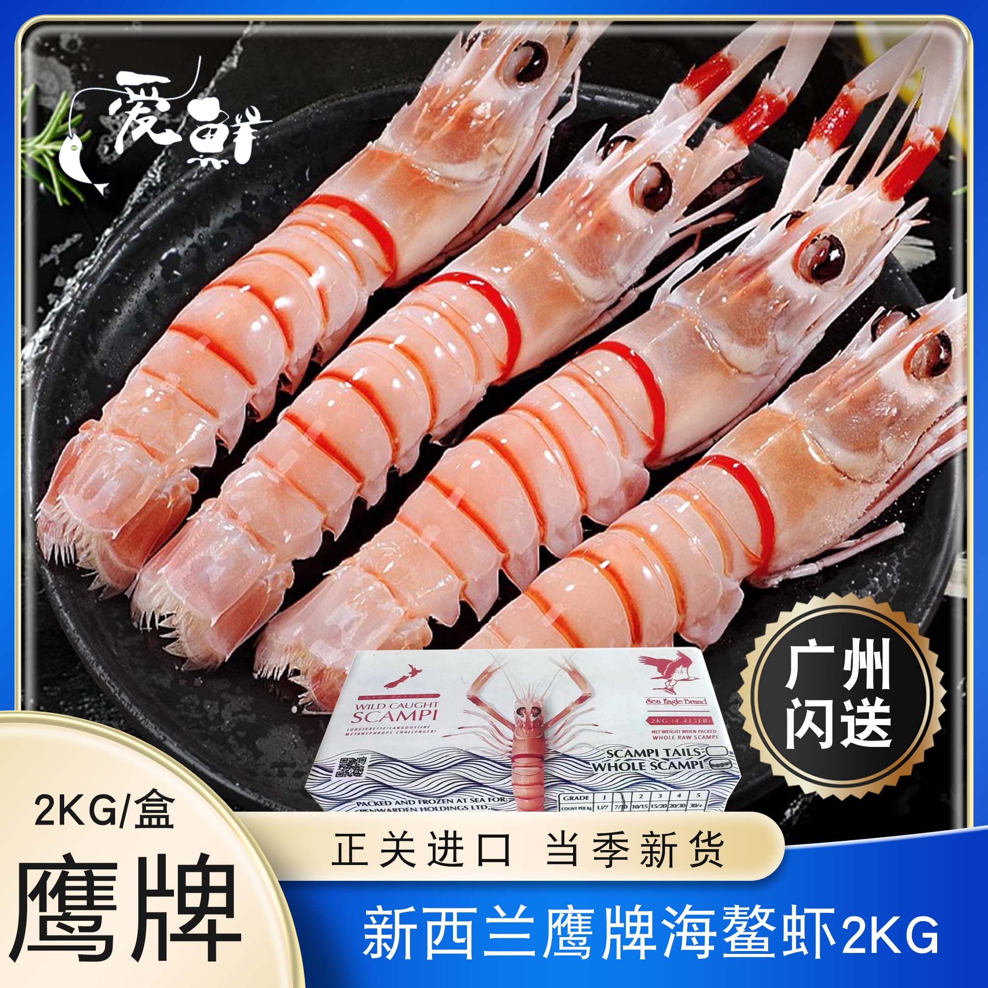 新西兰鹰牌鳌虾scampi斯干比小龙虾2KG 南极深海捕捞螯虾1号2号