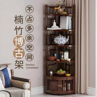 茶叶柜省空间紫砂壶摆放架三角柜茶壶摆件展示柜置物架 博古架中式