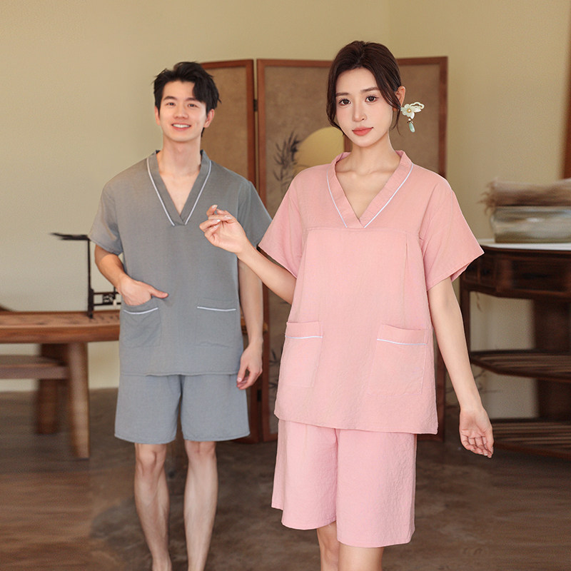 棉洗浴服情侣男女大码汗蒸服短款浴衣浴裤足疗足浴服按摩桑拿衣服,居家布艺,汗蒸服,淘宝优惠券,粉丝福利购,淘宝优惠卷
