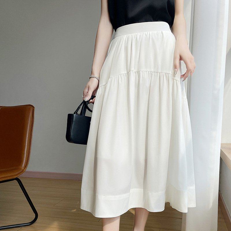 2025年夏季新款天丝棉针织半身裙设计感松紧腰宽松百搭长款大摆裙,女装/女士精品,大码半身裙,淘宝优惠券,粉丝福利购,淘宝优惠卷