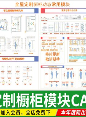 2026厨房设施全屋定制橱柜立面图动态模块图库图块CAD施工图素材