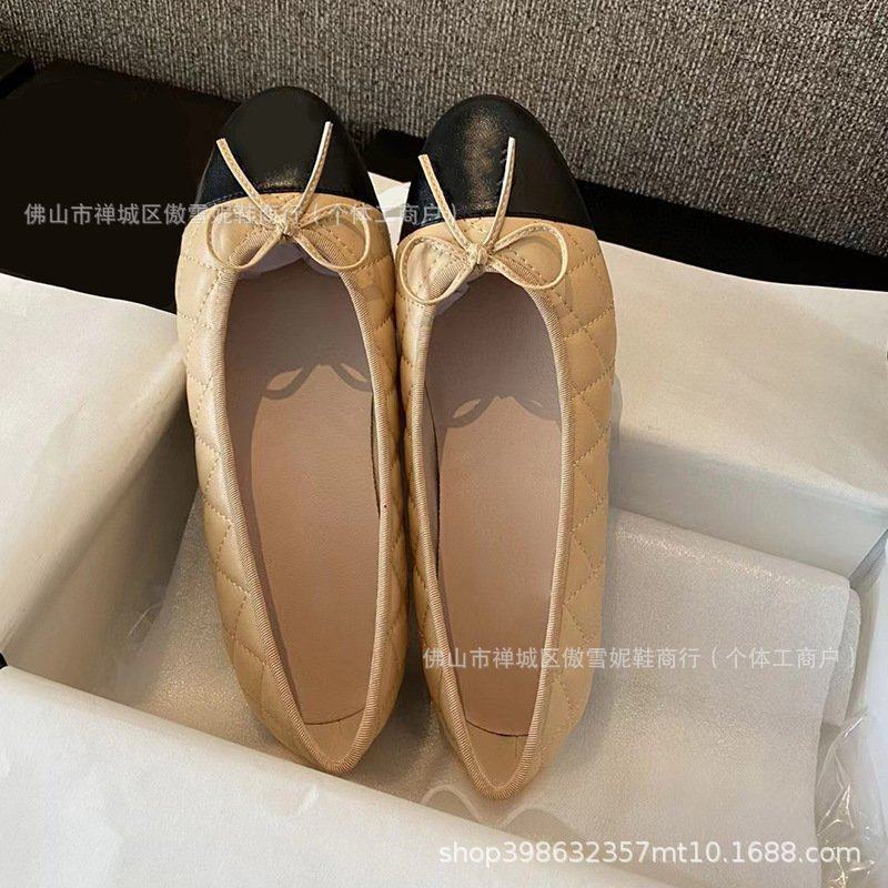2025新款单鞋女拼色平底单鞋蝴蝶结圆头芭蕾舞鞋百搭休闲浅口女鞋,女鞋,时尚芭蕾鞋,淘宝优惠券,粉丝福利购,淘宝优惠卷