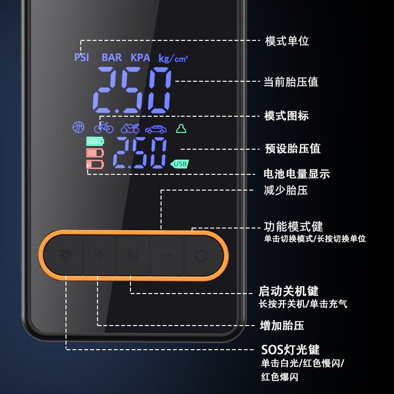 迷你全自动自行车电动汽车轮胎打气筒气泵手持无线充电车载充气泵