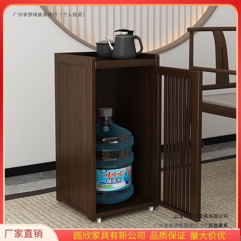茶桌家用小茶台边柜侧柜实木泡茶吧茶几烧水壶一体水桶架茶水柜子