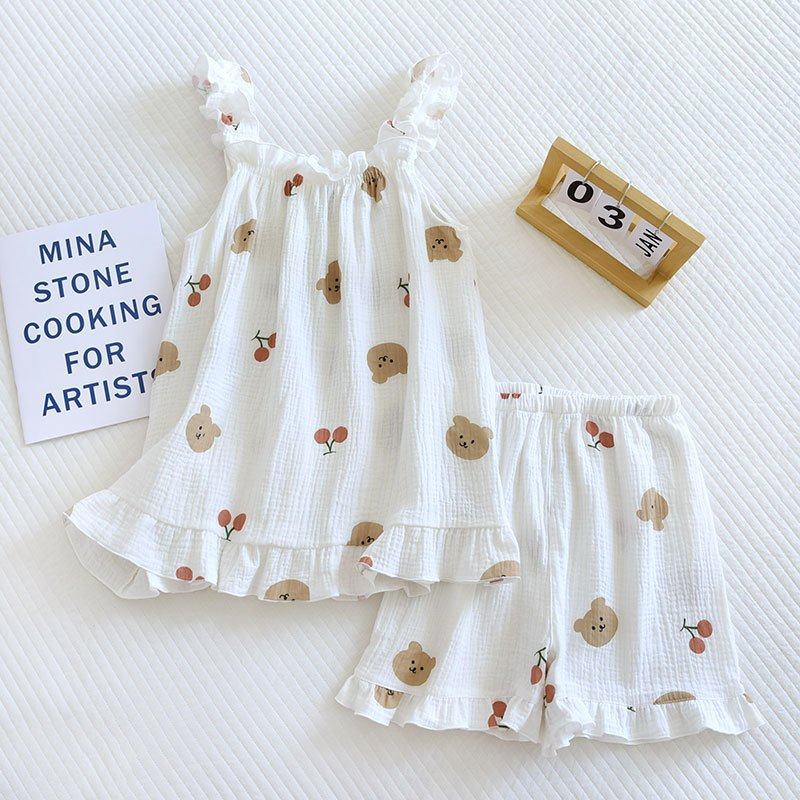 女士新款纯棉棉纱吊带短裤背心套装韩版棉纱甜美宽松家居服套装,女士内衣/男士内衣/家居服,睡衣/家居服套装,淘宝优惠券,粉丝福利购,淘宝优惠卷