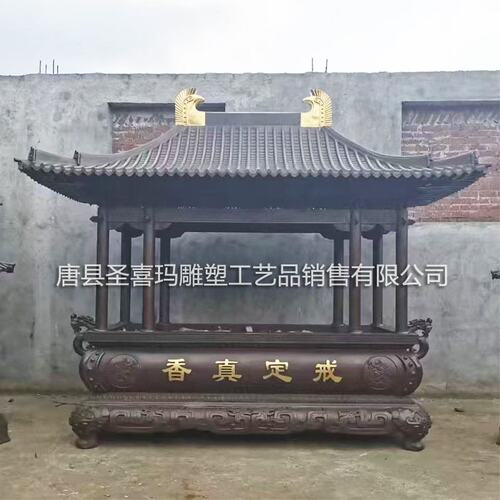 大型纯铜寺庙香炉 户外长方形铸铁烧香炉 带盖大香炉圆形塔炉厂家