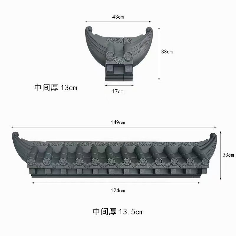 全新料免架子立体瓦封板仿古屋檐单面围墙瓦树脂瓦雨搭雨棚挡雨板图片