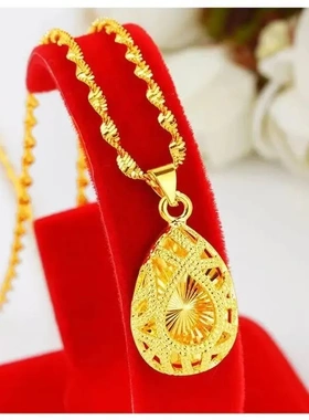 锁骨镂空项链爱心玫瑰镂空水滴锁骨链简约四叶桃心水滴吊坠饰品