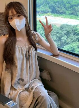 国风印花假两件连衣裙女2024复古夏季新款吊带大码宽松洋气长裙女