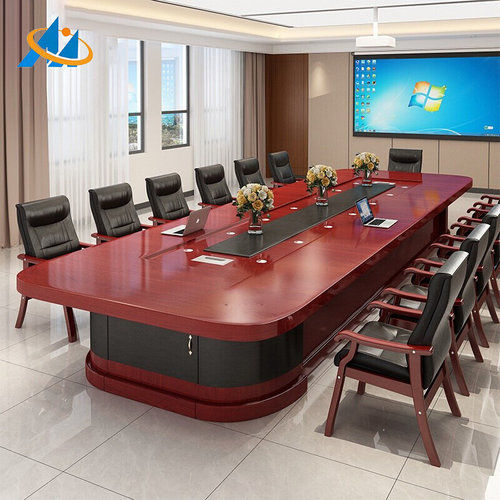 大型会议桌简约现代长桌实木多人办公桌会议桌椅组合椭圆型会议桌