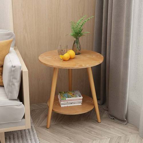 小圆桌沙发边几小桌子简易客厅卧室飘窗迷你床头桌出租屋圆形茶几