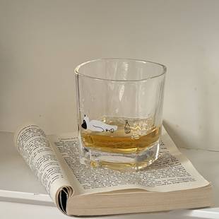 可爱女生躺平小狗玻璃酒杯啤酒杯家用喝水杯子洋酒杯威士忌杯