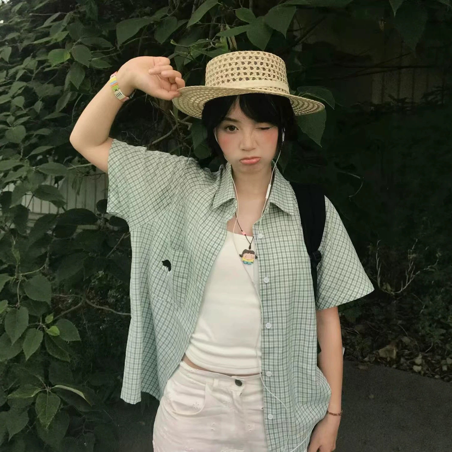 日系格子短袖衬衫2026夏季新衬衫
