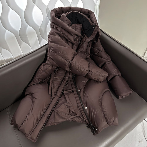 Z009*410克鹅绒泡芙感2024冬季连帽宽松休闲百搭加厚保暖90鹅绒服