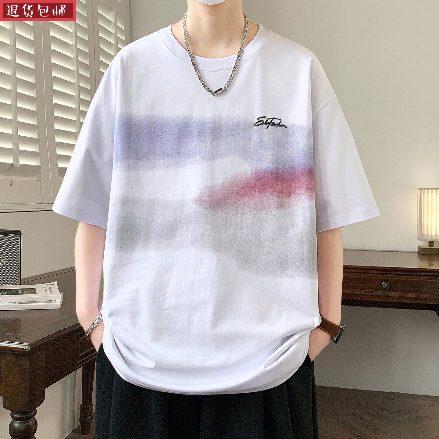 男孩13-15岁夏装青少年初高中学生帅气短袖t恤14大童宽松棉体恤衫