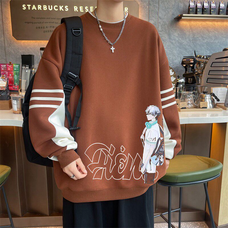 初中高中学生纯棉圆领卫衣男孩帅气春秋装青少年大童潮流长袖t恤