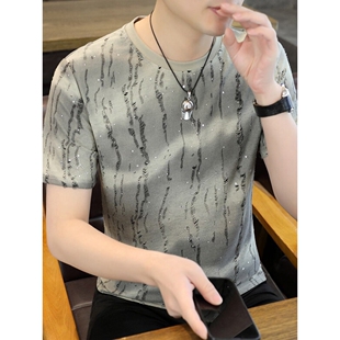 凉感冰丝短袖T恤男士2026新款夏季青年上衣服速干修身高级感半袖