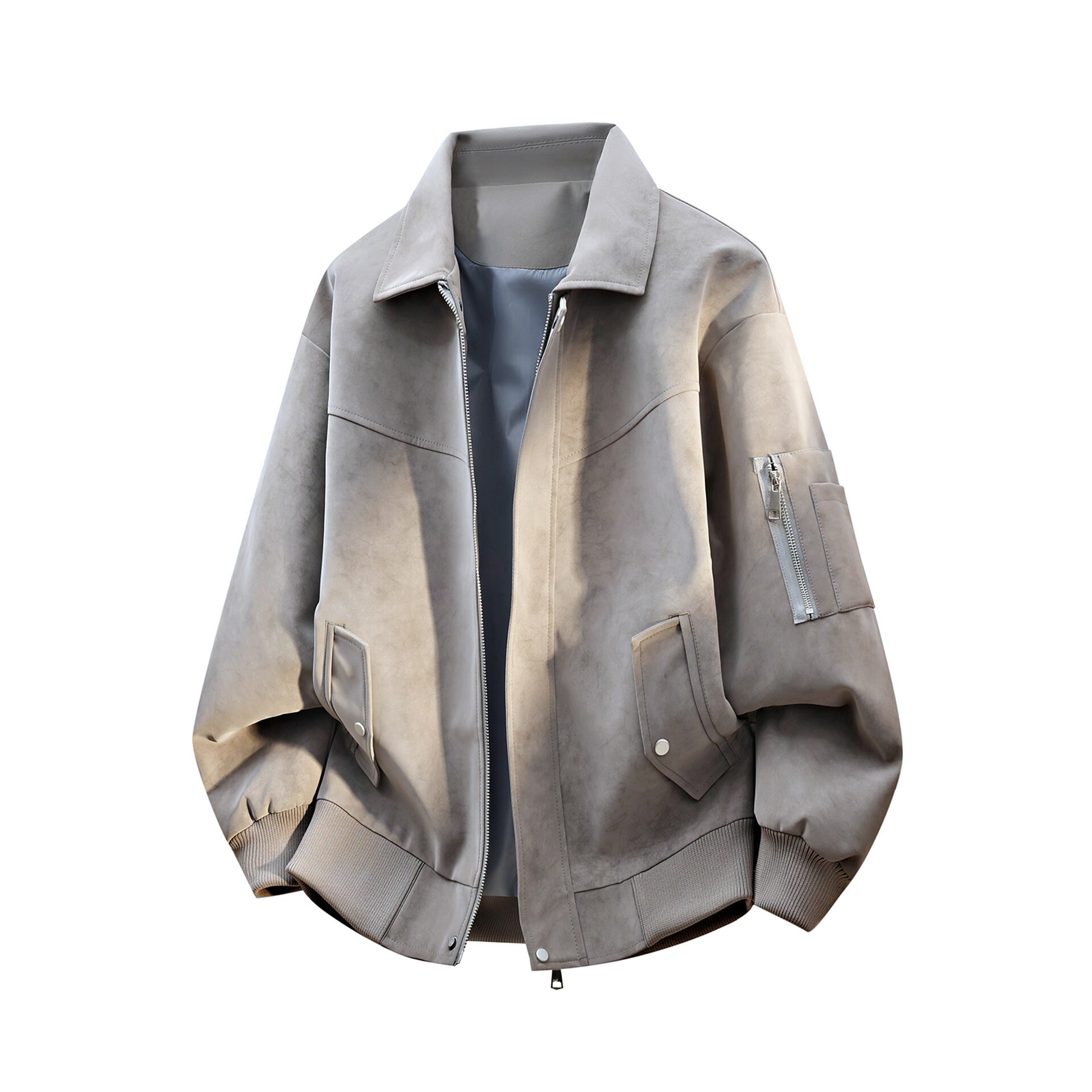 皮衣外套男春秋季2026新款机车夹克男翻领宽松百搭工装褂子上衣潮