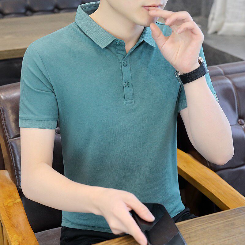 冰丝体恤短袖t恤男士夏季新款高端带领上衣服夏装潮牌翻领polo衫T