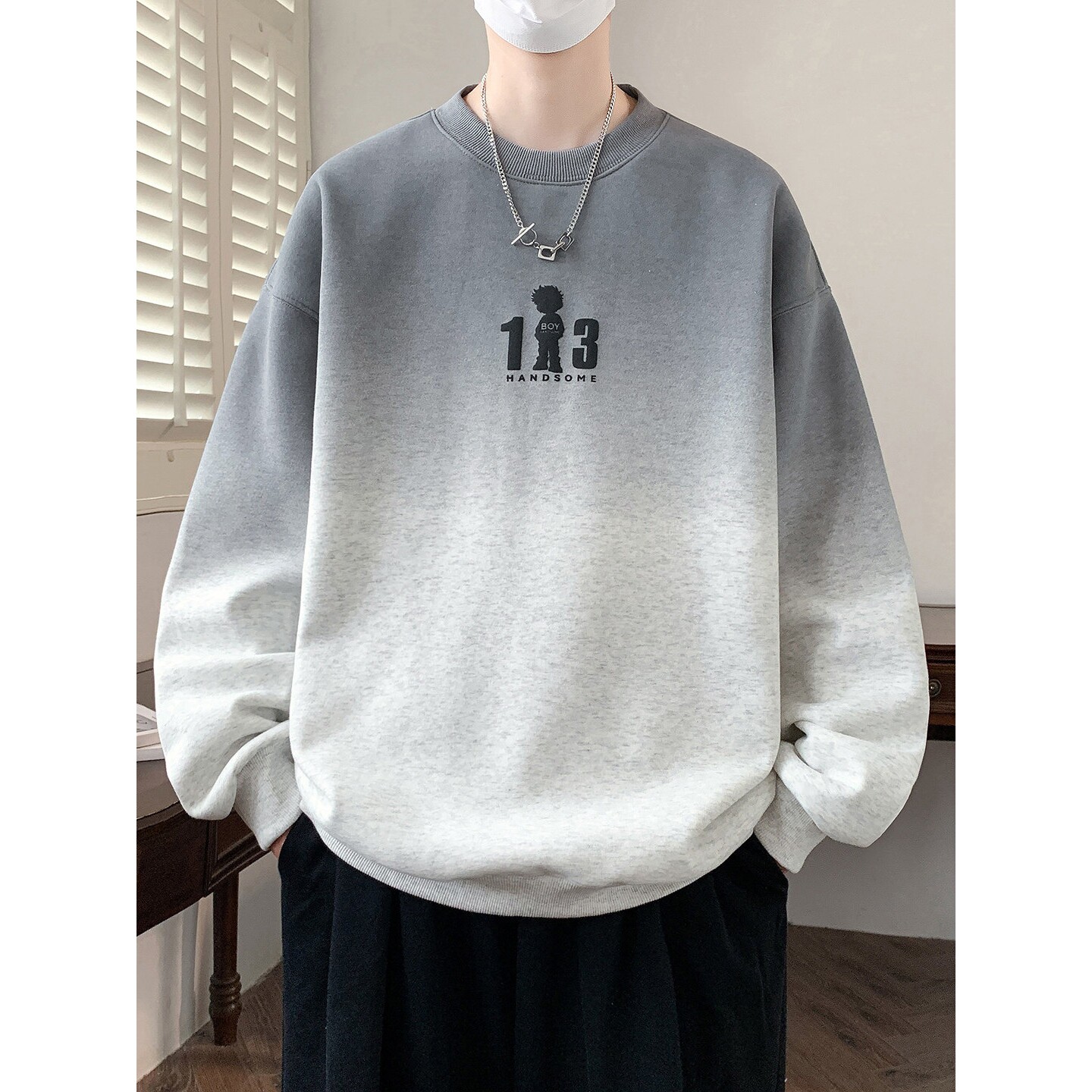 春秋季新款卫衣男孩初中高中学生青少年帅气大童男装长袖t恤上衣