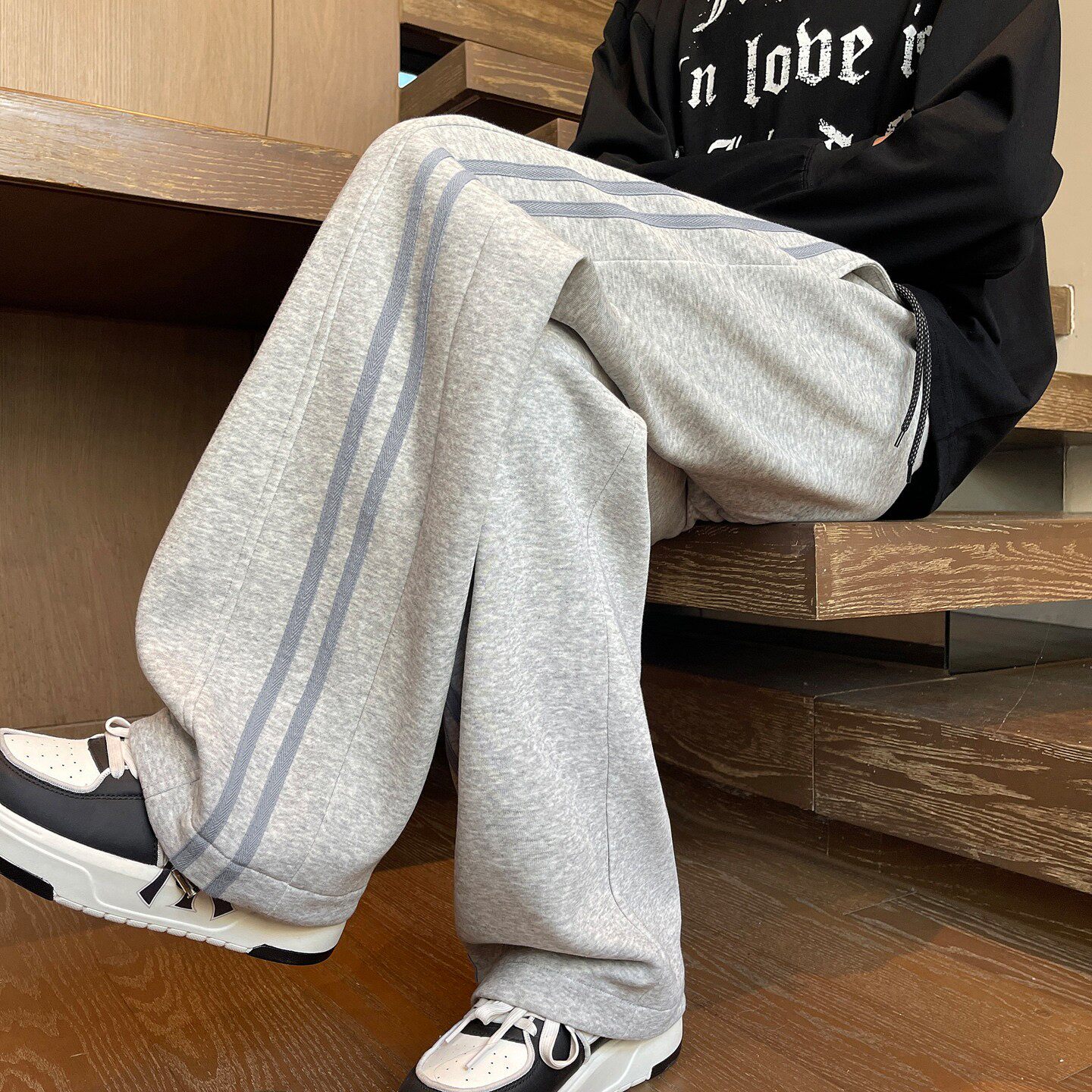 春秋季裤子男孩初中高中学生阔腿直筒长裤青少年大童休闲运动卫裤