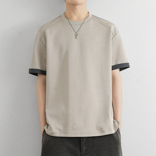 莫代尔男士t恤短袖夏季2026新款宽松纯色小众设计感半袖体恤夏装