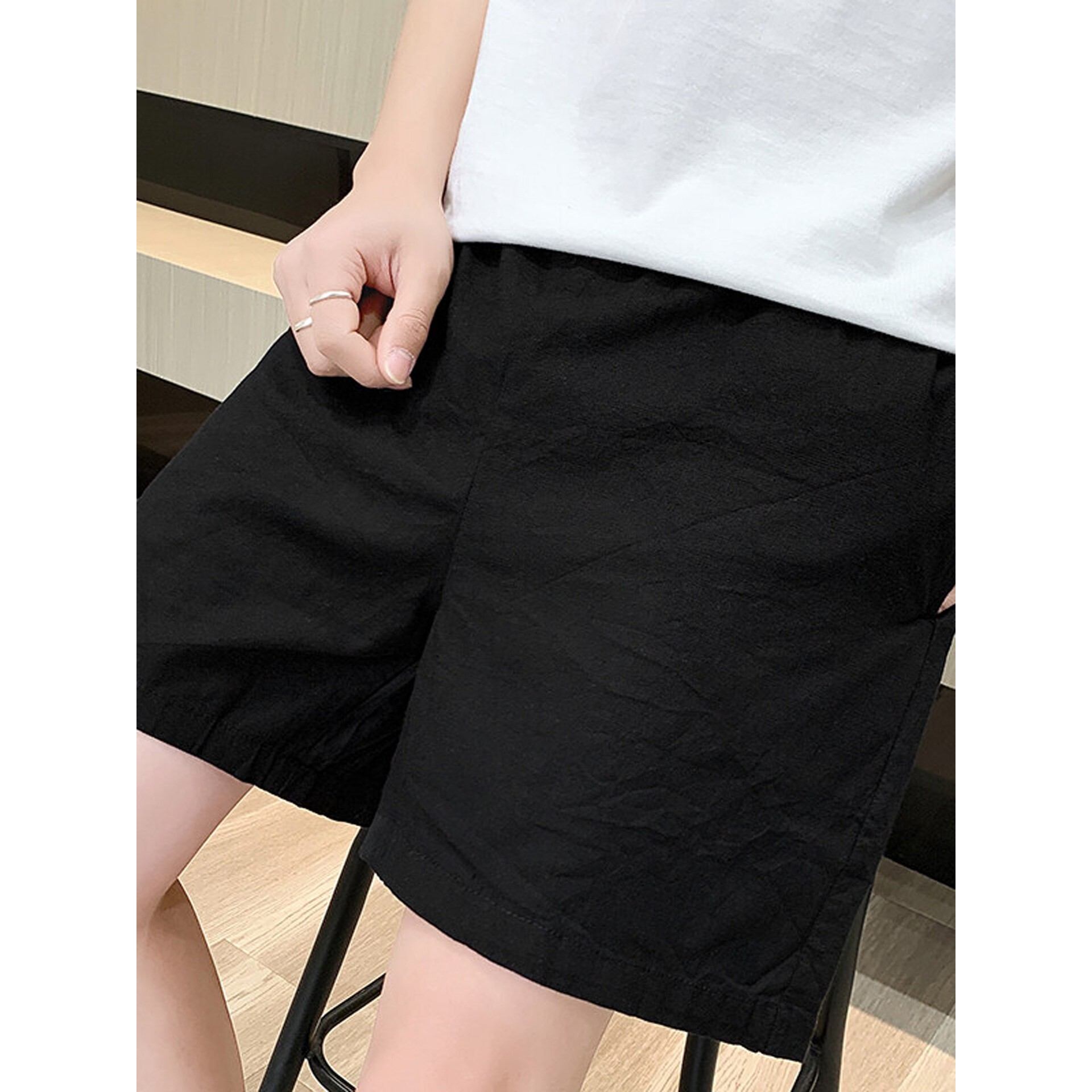 纯棉短裤男夏季薄款宽松透气直筒4四分裤潮流纯色运动休闲3三分裤