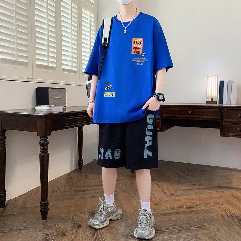 夏季青少年短袖t恤男纯棉2026新款大童潮流帅气初中学生运动套装