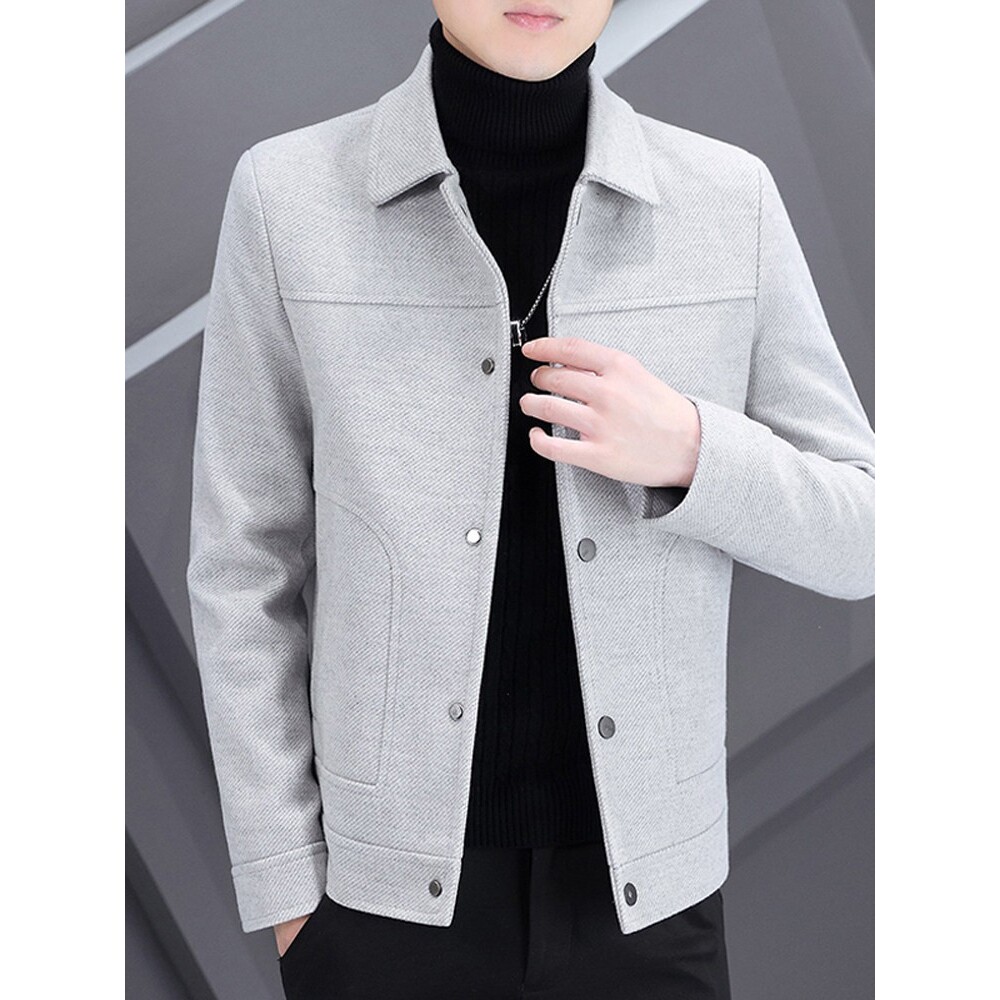 男士短款毛呢大衣韩版潮流修身帅气翻领呢子夹克潮牌男装外套上衣