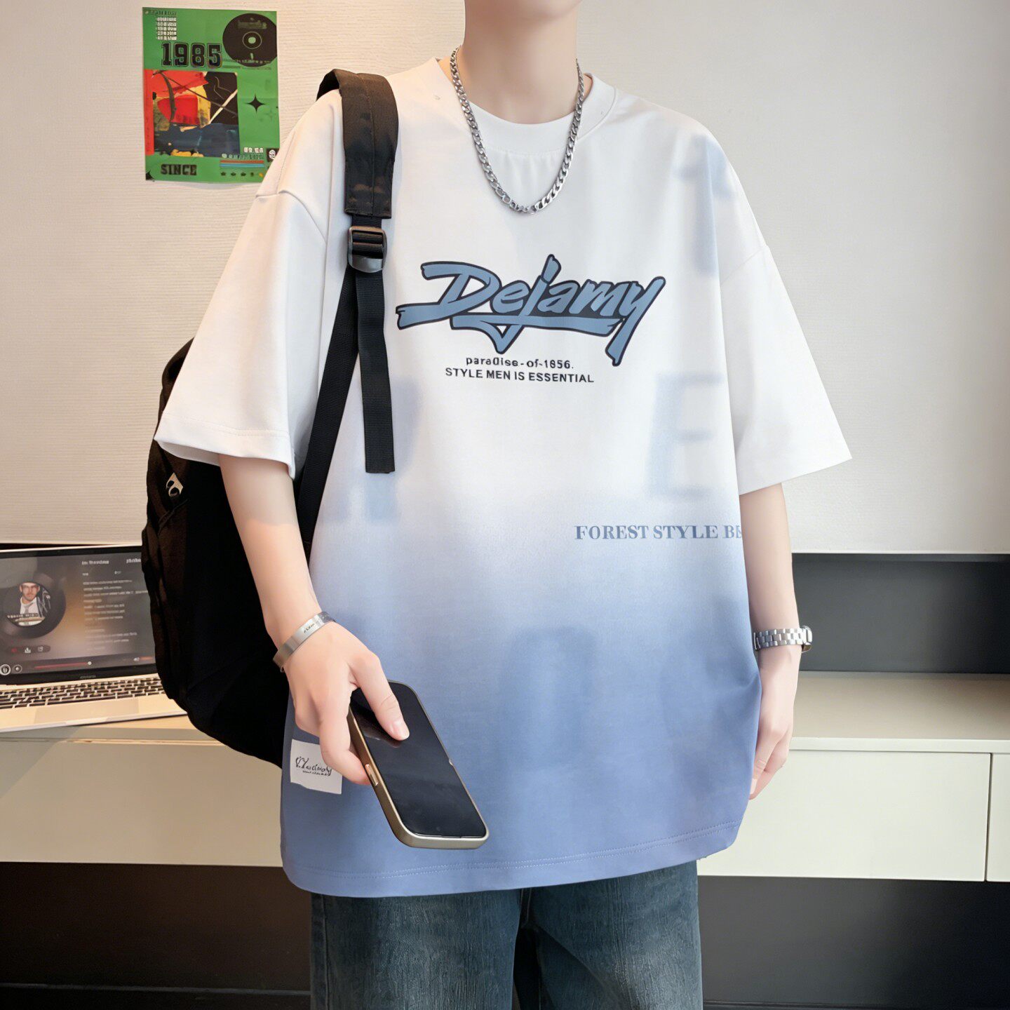 半袖上衣青少年短袖t恤男夏季高中初中学生男孩帅气夏装大童冰丝