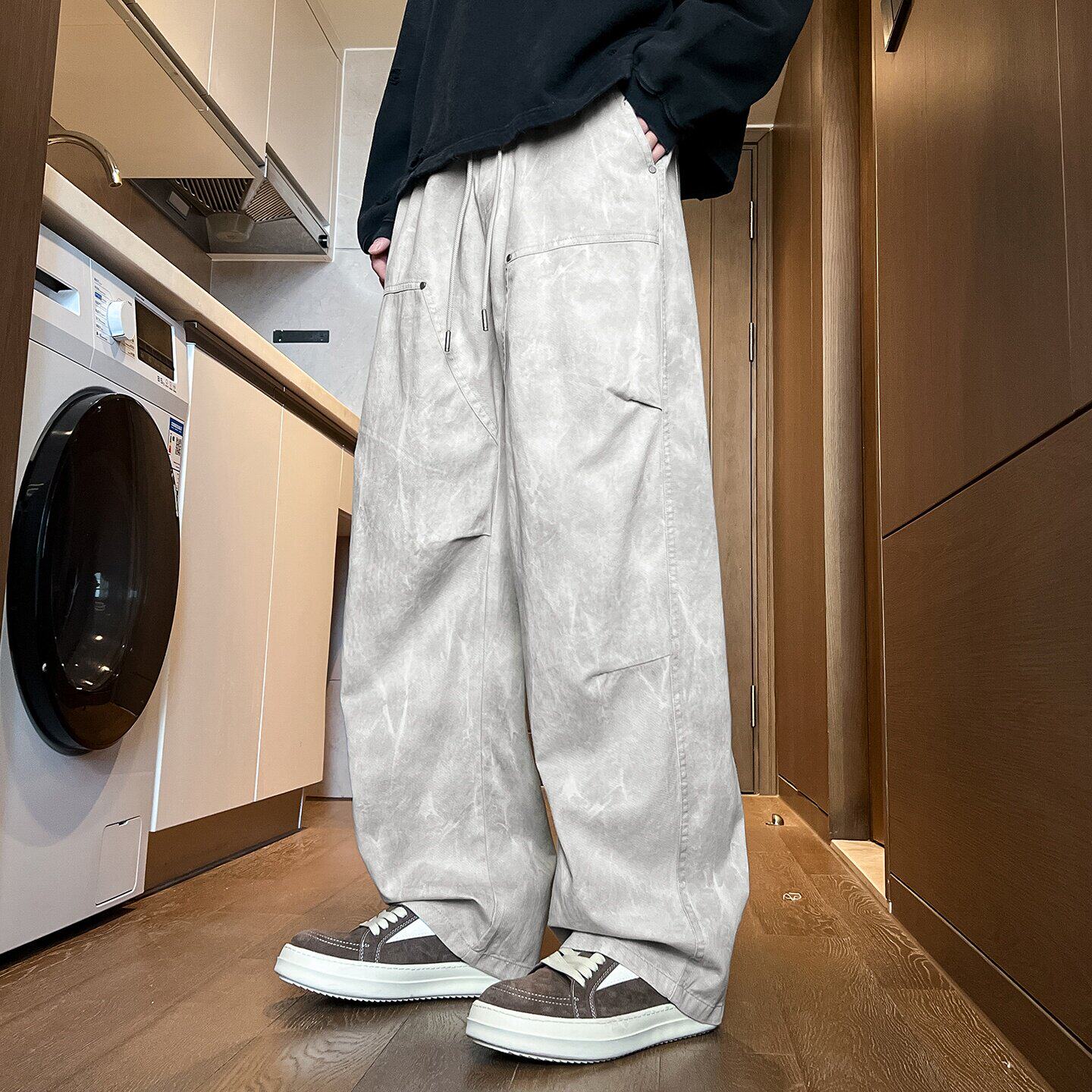 春秋季纯棉工装裤子男生初中高中学生青少年帅气大童直筒休闲长裤