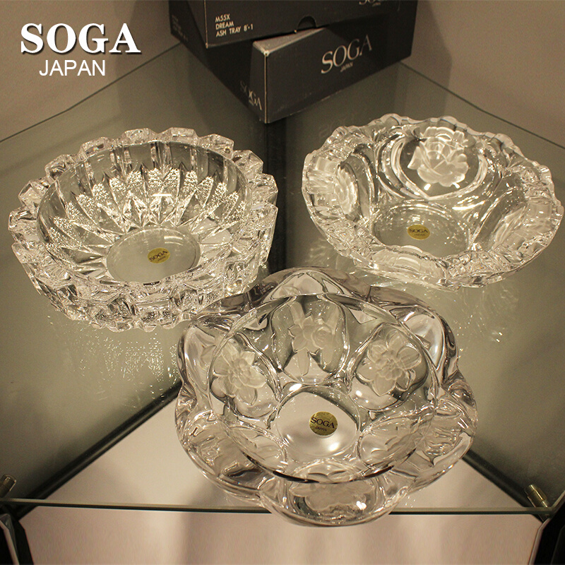 特卖 日本原装SOGA水晶玻璃透明烟灰缸礼品家居玻璃日式创意时尚