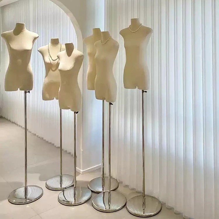 服装店模特展示架子女装专用扁身平胸假人台半身橱窗婚纱人偶道具